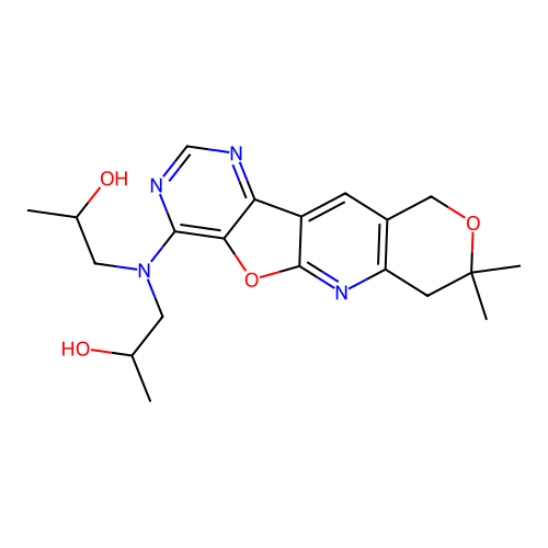 1,1'-((8,8-dimethyl-8,10-dihydro-7H-pyrano[3'',4'':5',6']pyrido[3',2':4,5]furo[3,2-d]pyrimidin-4-yl)azanediyl)bis(propan-2-ol) structure