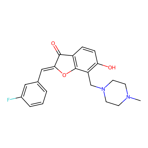 (Z)-2-(3-fluorobenzylidene)-6-hydroxy-7-((4-methylpiperazin-1-yl)methyl)benzofuran-3(2H)-one structure