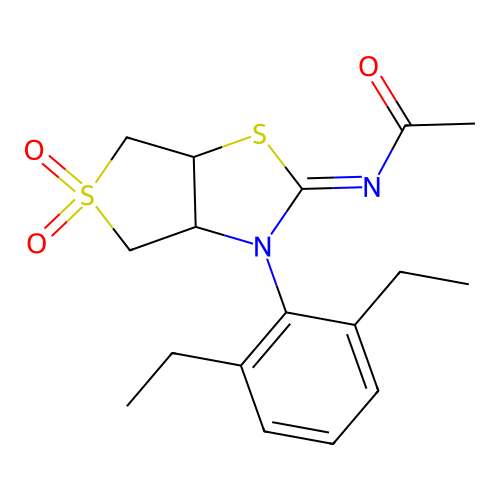 N-[(2Z)-3-(2,6-diethylphenyl)-5,5-dioxidotetrahydrothieno[3,4-d][1,3]thiazol-2(3H)-ylidene]acetamide structure