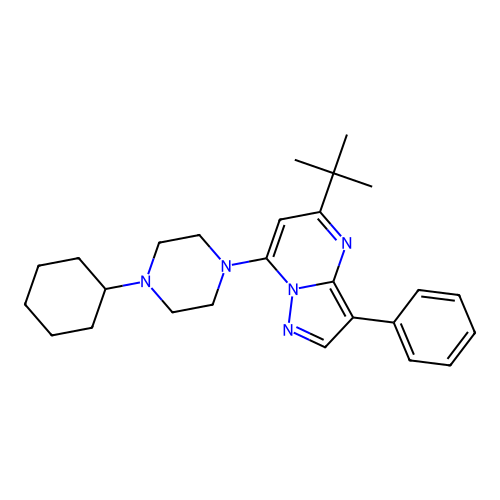 5-Tert-butyl-7-(4-cyclohexylpiperazin-1-yl)-3-phenylpyrazolo[1,5-a]pyrimidine structure