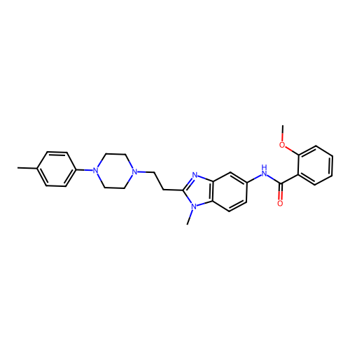 2-methoxy-N-(1-methyl-2-(2-(4-(p-tolyl)piperazin-1-yl)ethyl)-1H-benzo[d]imidazol-5-yl)benzamide structure