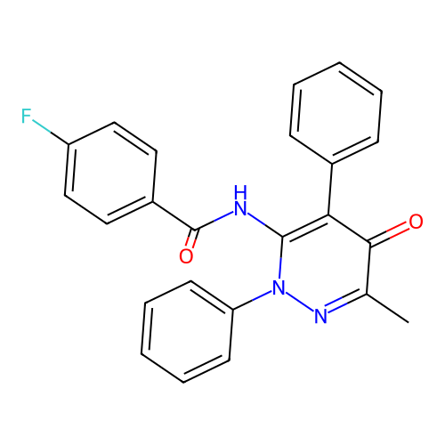 4-fluoro-N-(6-methyl-5-oxo-2,4-diphenyl-2,5-dihydropyridazin-3-yl)benzamide structure