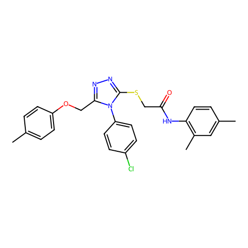 2-((4-(4-chlorophenyl)-5-((p-tolyloxy)methyl)-4H-1,2,4-triazol-3-yl)thio)-N-(2,4-dimethylphenyl)acetamide structure