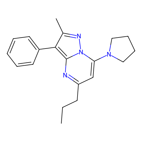 2-Methyl-3-phenyl-5-propyl-7-(pyrrolidin-1-yl)pyrazolo[1,5-a]pyrimidine structure