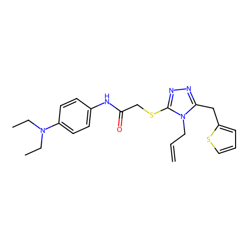 N-[4-(diethylamino)phenyl]-2-{[4-(prop-2-en-1-yl)-5-(thiophen-2-ylmethyl)-4H-1,2,4-triazol-3-yl]sulfanyl}acetamide structure