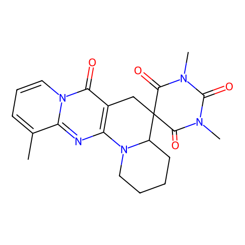 1',3',12-trimethyl-2,3,4,4a-tetrahydro-1H,1'H-spiro[pyrido[1',2':1,2]pyrimido[5,4-c]quinolizine-5,5'-pyrimidine]-2',4',6',7(3'H,6H)-tetraone structure