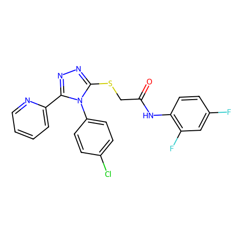 2-[[4-(4-chlorophenyl)-5-pyridin-2-yl-1,2,4-triazol-3-yl]sulfanyl]-N-(2,4-difluorophenyl)acetamide structure