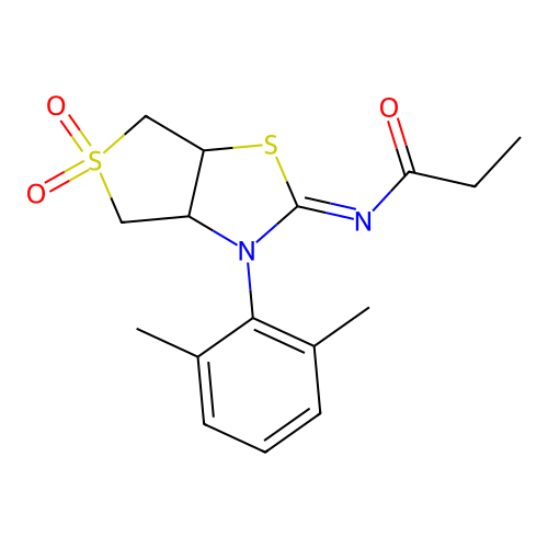 N-[(2Z)-3-(2,6-dimethylphenyl)-5,5-dioxidotetrahydrothieno[3,4-d][1,3]thiazol-2(3H)-ylidene]propanamide structure