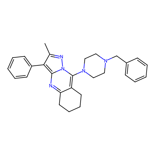 9-(4-benzylpiperazin-1-yl)-2-methyl-3-phenyl-5,6,7,8-tetrahydropyrazolo[5,1-b]quinazoline structure