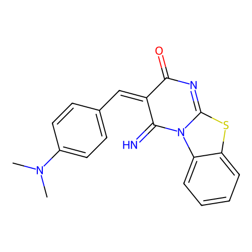 (E)-3-(4-(dimethylamino)benzylidene)-4-imino-3,4-dihydro-2H-benzo[4,5]thiazolo[3,2-a]pyrimidin-2-one structure