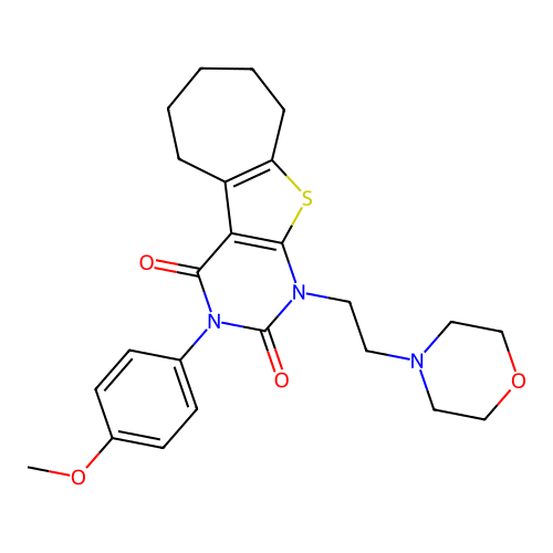 3-(4-Methoxy-phenyl)-1-(2-morpholin-4-yl-ethyl)-1,5,6,7,8,9-hexahydro-10-thia-1,3-diaza-benzo[a]azule ne-2,4-dione structure