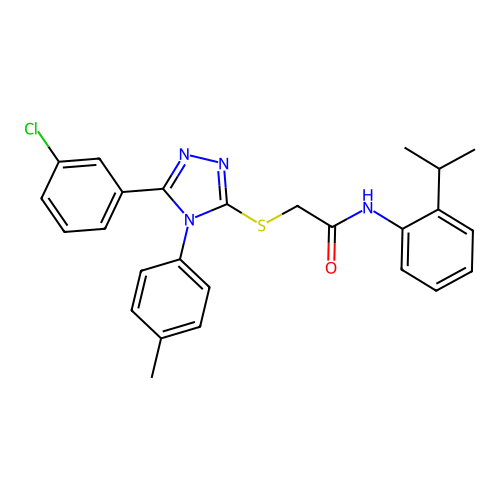 2-{[5-(3-chlorophenyl)-4-(4-methylphenyl)-4H-1,2,4-triazol-3-yl]sulfanyl}-N-[2-(propan-2-yl)phenyl]acetamide structure