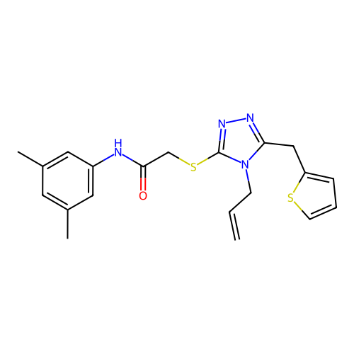 N-(3,5-dimethylphenyl)-2-{[4-(prop-2-en-1-yl)-5-(thiophen-2-ylmethyl)-4H-1,2,4-triazol-3-yl]sulfanyl}acetamide structure