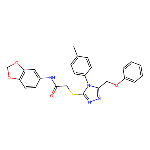 N-(1,3-benzodioxol-5-yl)-2-[[4-(4-methylphenyl)-5-(phenoxymethyl)-1,2,4-triazol-3-yl]sulfanyl]acetamide structure