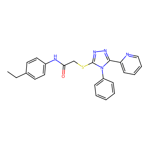 N-(4-ethylphenyl)-2-[(4-phenyl-5-pyridin-2-yl-1,2,4-triazol-3-yl)sulfanyl]acetamide structure