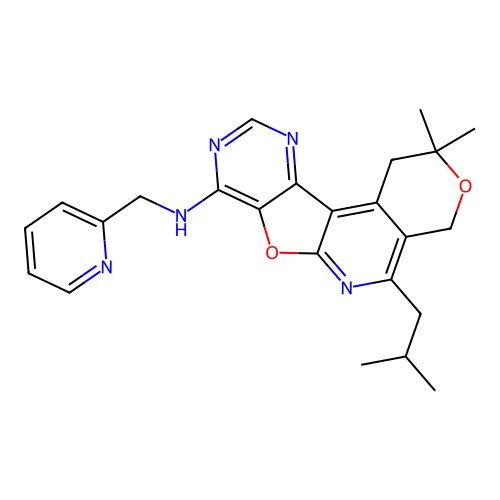 2,2-dimethyl-5-(2-methylpropyl)-N-(pyridin-2-ylmethyl)-1,4-dihydro-2H-pyrano[4'',3'':4',5']pyrido[3',2':4,5]furo[3,2-d]pyrimidin-8-amine structure