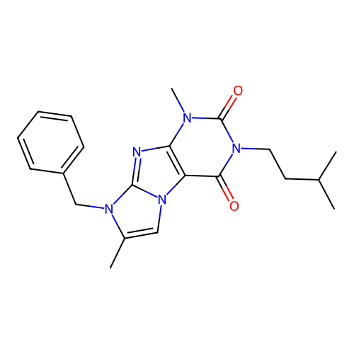 8-benzyl-3-isopentyl-1,7-dimethyl-1H-imidazo[2,1-f]purine-2,4(3H,8H)-dione structure