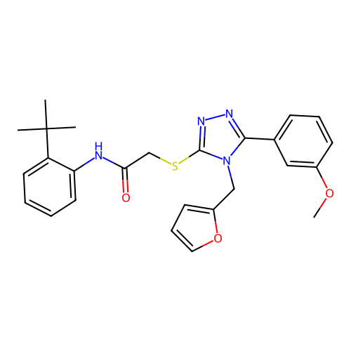 N-(2-tert-butylphenyl)-2-{[4-(furan-2-ylmethyl)-5-(3-methoxyphenyl)-4H-1,2,4-triazol-3-yl]sulfanyl}acetamide structure