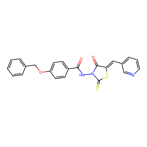(Z)-4-(benzyloxy)-N-(4-oxo-5-(pyridin-3-ylmethylene)-2-thioxothiazolidin-3-yl)benzamide structure