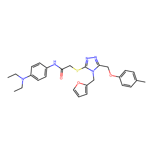 N-(4-(diethylamino)phenyl)-2-((4-(furan-2-ylmethyl)-5-((p-tolyloxy)methyl)-4H-1,2,4-triazol-3-yl)thio)acetamide structure