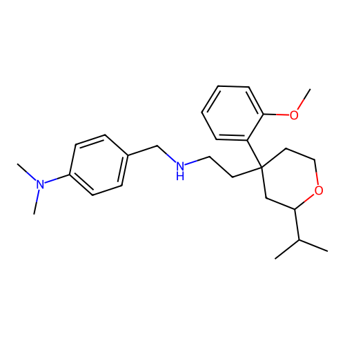4-[[2-[4-(2-methoxyphenyl)-2-propan-2-yloxan-4-yl]ethylamino]methyl]-N,N-dimethylaniline structure