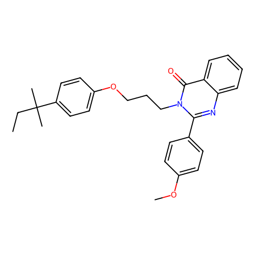 2-(4-methoxyphenyl)-3-[3-[4-(2-methylbutan-2-yl)phenoxy]propyl]quinazolin-4-one structure