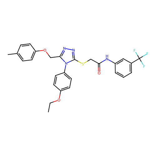 2-((4-(4-ethoxyphenyl)-5-((p-tolyloxy)methyl)-4H-1,2,4-triazol-3-yl)thio)-N-(3-(trifluoromethyl)phenyl)acetamide structure