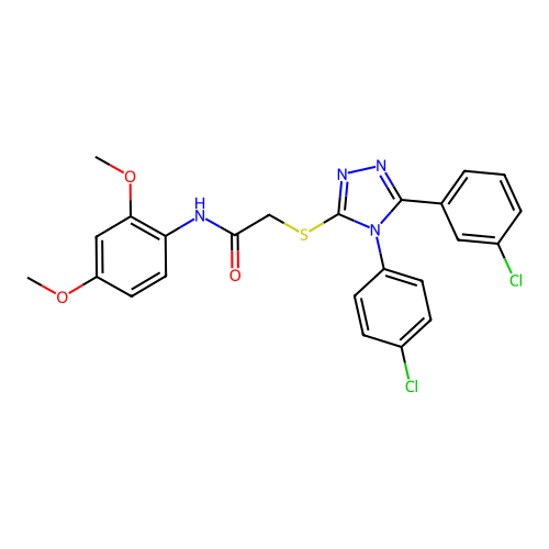 2-{[5-(3-chlorophenyl)-4-(4-chlorophenyl)-4H-1,2,4-triazol-3-yl]sulfanyl}-N-(2,4-dimethoxyphenyl)acetamide structure
