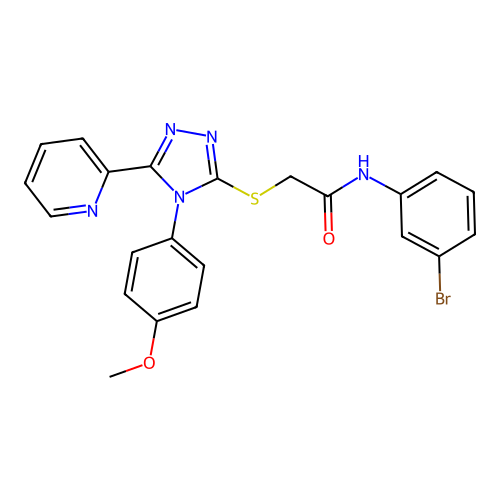 N-(3-bromophenyl)-2-[[4-(4-methoxyphenyl)-5-pyridin-2-yl-1,2,4-triazol-3-yl]sulfanyl]acetamide structure