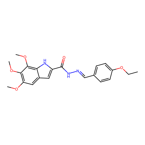 N'-[(E)-(4-ethoxyphenyl)methylidene]-5,6,7-trimethoxy-1H-indole-2-carbohydrazide structure