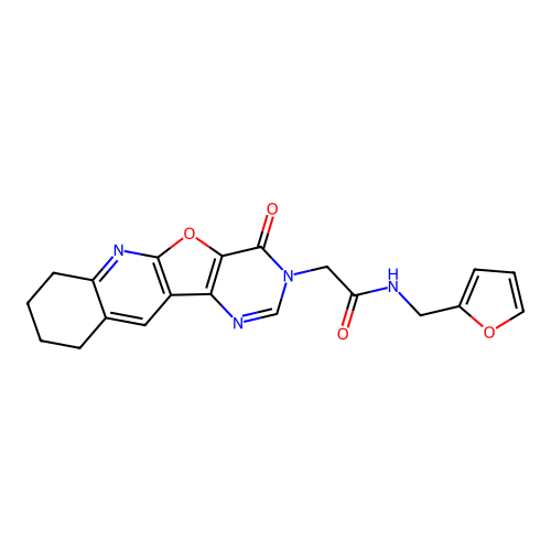 N-(furan-2-ylmethyl)-2-(4-oxo-7,8,9,10-tetrahydropyrimido[4',5':4,5]furo[2,3-b]quinolin-3(4H)-yl)acetamide structure
