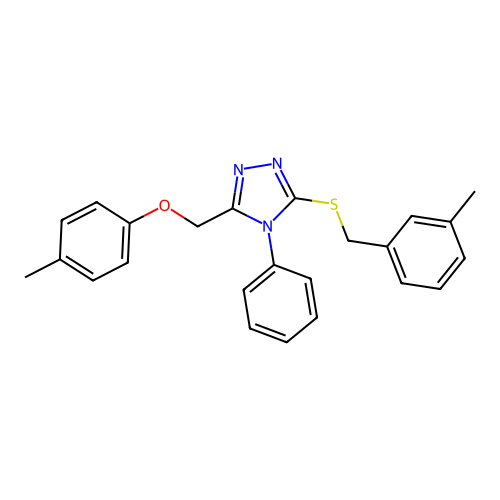 3-[(4-methylphenoxy)methyl]-5-[(3-methylphenyl)methylsulfanyl]-4-phenyl-1,2,4-triazole structure