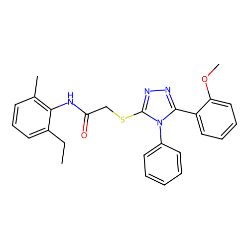 N-(2-ethyl-6-methylphenyl)-2-{[5-(2-methoxyphenyl)-4-phenyl-4H-1,2,4-triazol-3-yl]sulfanyl}acetamide structure