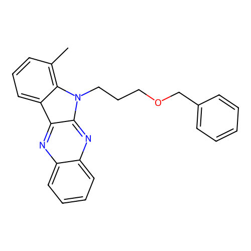 6-(3-(benzyloxy)propyl)-7-methyl-6H-indolo[2,3-b]quinoxaline structure