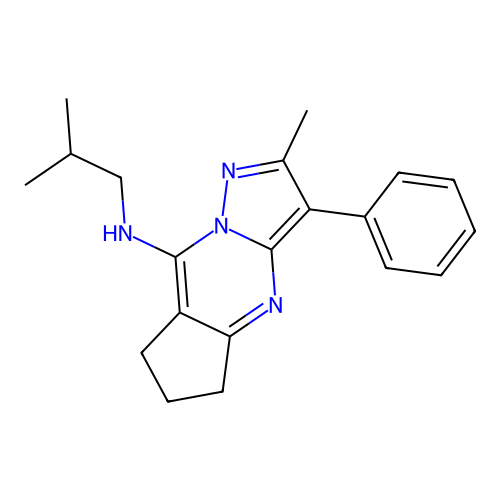 N-isobutyl-2-methyl-3-phenyl-6,7-dihydro-5H-cyclopenta[d]pyrazolo[1,5-a]pyrimidin-8-amine structure