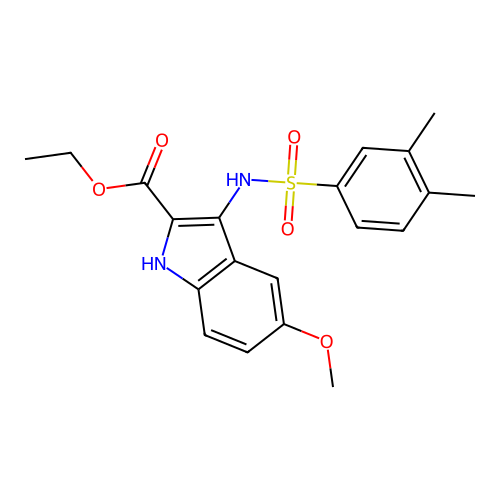 ethyl 3-{[(3,4-dimethylphenyl)sulfonyl]amino}-5-methoxy-1H-indole-2-carboxylate structure