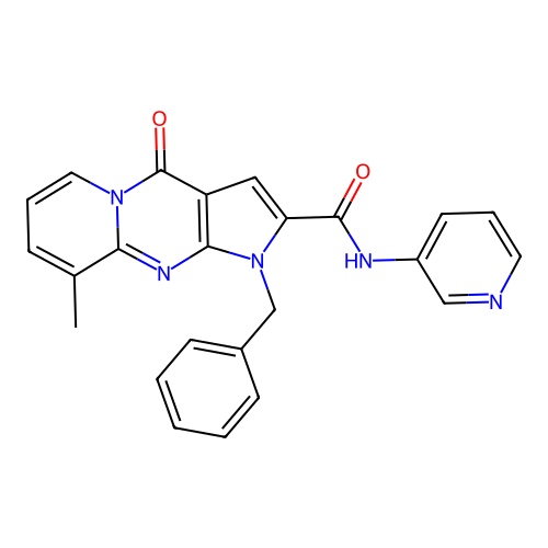 1-benzyl-9-methyl-4-oxo-N-(pyridin-3-yl)-1,4-dihydropyrido[1,2-a]pyrrolo[2,3-d]pyrimidine-2-carboxamide structure