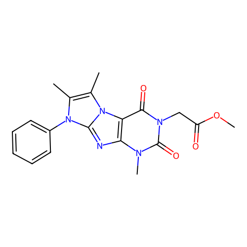 Methyl 2-(4,7,8-trimethyl-1,3-dioxo-6-phenylpurino[7,8-a]imidazol-2-yl)acetate structure