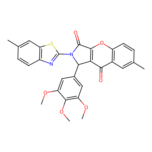 7-methyl-2-(6-methyl-1,3-benzothiazol-2-yl)-1-(3,4,5-trimethoxyphenyl)-1,2-dihydrochromeno[2,3-c]pyrrole-3,9-dione structure