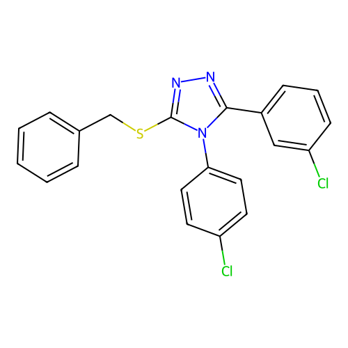3-(benzylsulfanyl)-5-(3-chlorophenyl)-4-(4-chlorophenyl)-4H-1,2,4-triazole structure