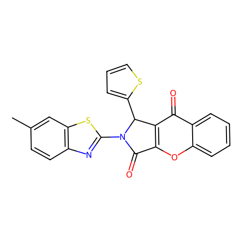 2-(6-methyl-1,3-benzothiazol-2-yl)-1-thiophen-2-yl-1H-chromeno[2,3-c]pyrrole-3,9-dione structure