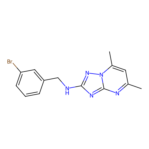 N-[(3-bromophenyl)methyl]-5,7-dimethyl-[1,2,4]triazolo[1,5-a]pyrimidin-2-amine structure
