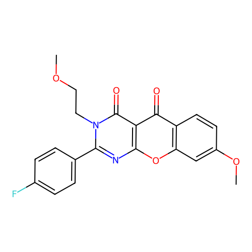2-(4-fluorophenyl)-8-methoxy-3-(2-methoxyethyl)chromeno[2,3-d]pyrimidine-4,5-dione structure