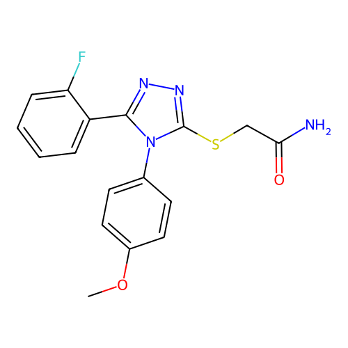 2-{[5-(2-fluorophenyl)-4-(4-methoxyphenyl)-4H-1,2,4-triazol-3-yl]sulfanyl}acetamide structure