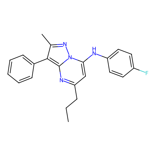 N-(4-fluorophenyl)-2-methyl-3-phenyl-5-propylpyrazolo[1,5-a]pyrimidin-7-amine structure