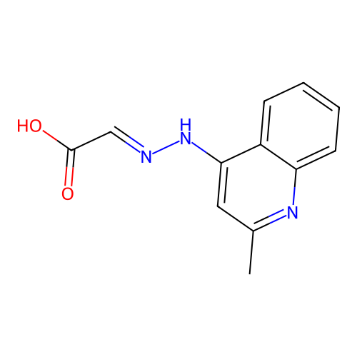 (2E)-[2-(2-methylquinolin-4-yl)hydrazinylidene]ethanoic acid structure