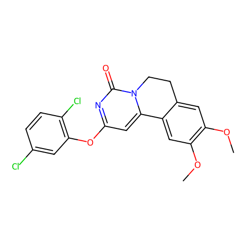2-(2,5-dichlorophenoxy)-9,10-dimethoxy-6,7-dihydro-4H-pyrimido[6,1-a]isoquinolin-4-one structure