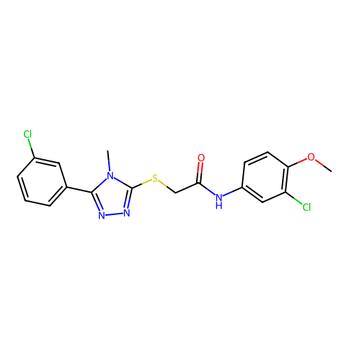 N-(3-chloro-4-methoxyphenyl)-2-{[5-(3-chlorophenyl)-4-methyl-4H-1,2,4-triazol-3-yl]sulfanyl}acetamide structure