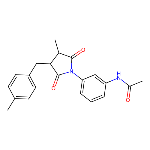 N-(3-(3-methyl-4-(4-methylbenzyl)-2,5-dioxopyrrolidin-1-yl)phenyl)acetamide structure
