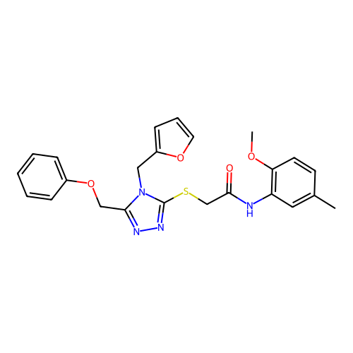 2-{[4-(furan-2-ylmethyl)-5-(phenoxymethyl)-4H-1,2,4-triazol-3-yl]sulfanyl}-N-(2-methoxy-5-methylphenyl)acetamide structure